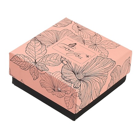 Flower Print Cardboard Paper Jewelry Storage Boxes CON-P022-01B-1