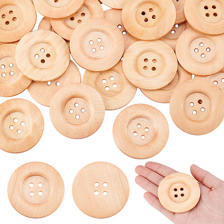 Olycraft 30Pcs Wood Buttons BUTT-OC0001-50A-1