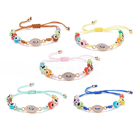 Resin Evil Eye Braided Bead Bracelet BJEW-JB08413-1