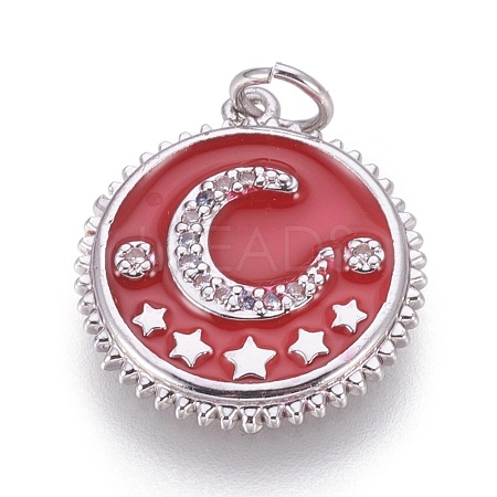 Brass Micro Pave Cubic Zirconia Pendants KK-O113-04P-B-1