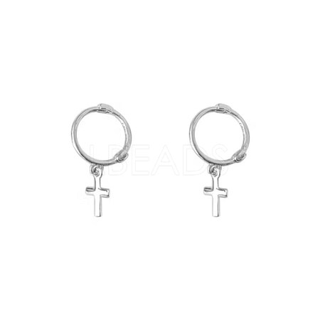 925 Sterling Silver Hoop Earrings EJEW-BB43760-A-1