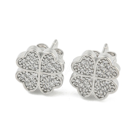 Brass Micro Pave Cubic Zirconia Ear Studs EJEW-P261-20P-1