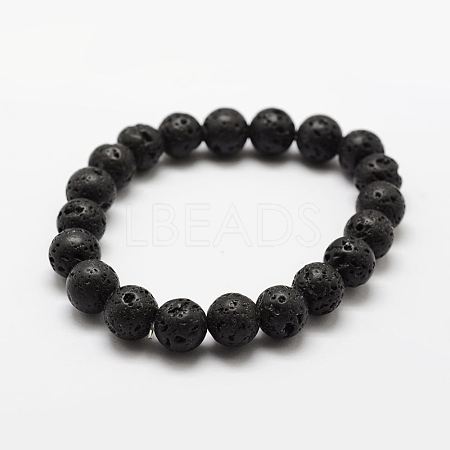 Natural Lava Rock Round Beads Stretch Bracelets BJEW-G550-07-8mm-1