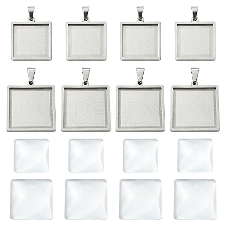 8Pcs 2 Styles 304 Stainless Steel Pendant Cabochon Settings STAS-YW0003-49-1