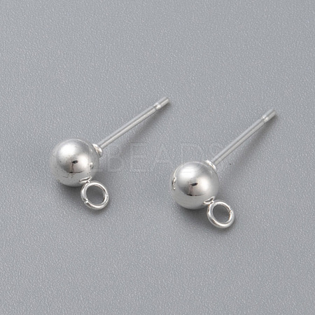 304 Stainless Steel Ball Stud Earring Post STAS-H410-10S-B-1