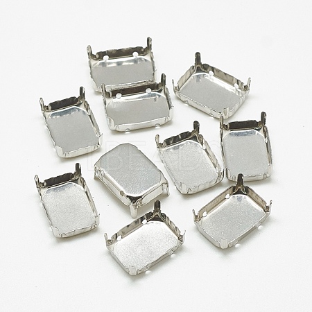 Non-Tarnish 201 Stainless Steel Sew on Prong Settings STAS-T032-05-13x18mm-1