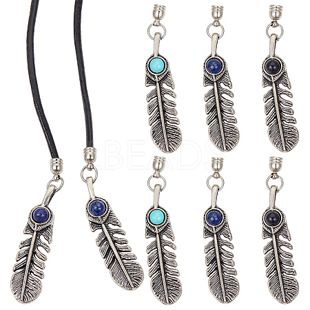 3 Pairs 3 Styles Natural & Synthetic Gemstone with Alloy Cord Ends FIND-GF0008-97-1