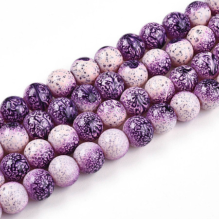 Transparent Baking Paint Glass Beads Strands DGLA-N009-8mm-04-1