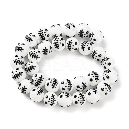 Halloween Themed Baking Paint Glass Beads Strands LAMP-L078-001A-1