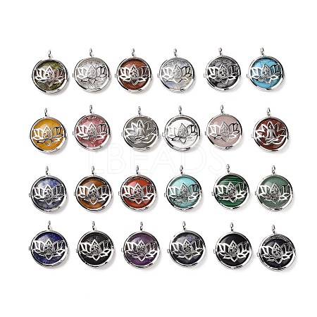 Natural & Synthetic Mixed Gemstone Locket Pendants G-G982-01P-1