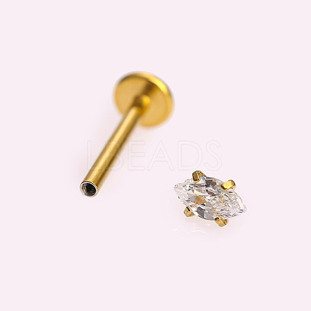 316L Stainless Steel Clear Cubic Zirconia Threadless Labret Stud WGB6B2D-06-1