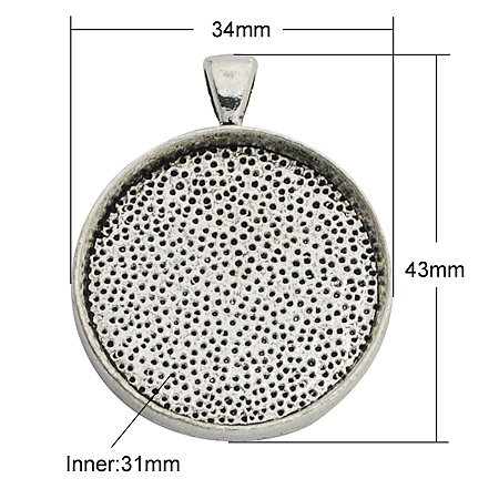 Alloy Pendant Cabochon Settings X-PALLOY-A13349-AS-NR-1