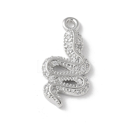 Brass Micro Pave Clear Cubic Zirconia Pendants KK-S505-04P-01-1