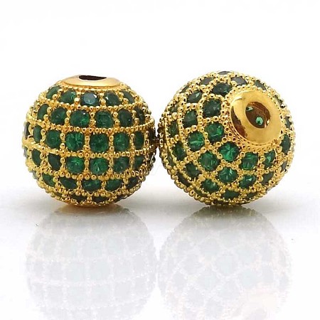 Brass Cubic Zirconia Beads ZIRC-F001-35G-1