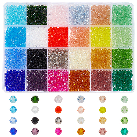   2400Pcs 24 Style Faceted Bicone Glass Beads Strands EGLA-PH0001-43-1