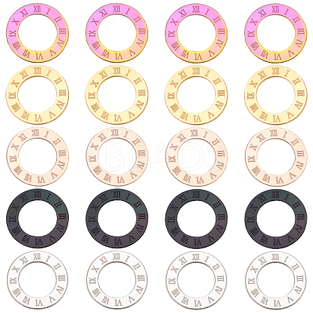 Unicraftale 20Pcs 5 Colors Ion Plating(IP) 304 Stainless Steel Linking Rings STAS-UN0037-61-1