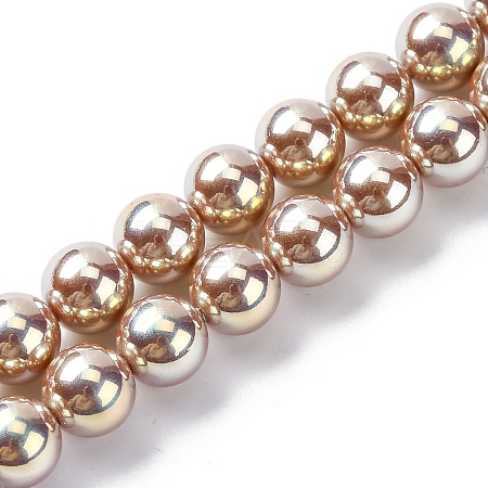 UV Plating Pearlized Glass Pearl Beads Strands GLAA-F128-01B-T15-1