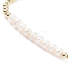 Natural Pearl & Brass Beaded Stretch Bracelet for Women BJEW-JB08164-01-4