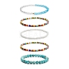 Faceted Glass & Synthetic Turquoise(Dyed) Stretch Beaded Bracelets Sets BJEW-TA00202-03-4