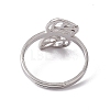 201 Stainless Steel Hollow Out Leaf Adjustable Ring for Women RJEW-C045-05P-3