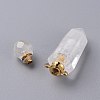 Faceted Natural Quartz Crystal Openable Perfume Bottle Pointed Pendants G-P435-D-03G-5