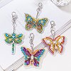 Acrylic Diamond Butterfly & Dragonfly Pendant Keychain Kits PW-WG32513-01-2