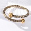 304 Stainless Steel Torque Bangles for Women BJEW-P310-12GP-2