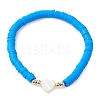 Handmade Polymer Clay with Natural Trochid Shell/Trochus Shell Beaded Stretch Bracelets for Women BJEW-JB10203-01-4