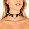 2Pcs Adjustable Gothic PU Leather Alloy Heart Spike Rivet Heart Choker Necklaces for Women NJEW-CL0001-17A-6