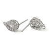 Teardrop Brass Micro Pave Clear Cubic Zirconia Stud Earring Findings KK-C107-13P-2