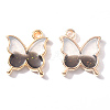 Light Gold Plated Alloy Enamel Pendants X-ENAM-R136-24D-2