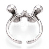 Brass Letter Open Cuff Rings for Women RJEW-G313-01W-P-2