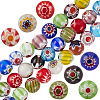 3 Strands Handmade Millefiori Glass Round Bead Strands LAMP-LT0001-16B-1