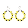 Sport Theme Acrylic Round Beaded Dangle Earrings EJEW-JE04978-4