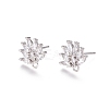 Brass Cubic Zirconia Stud Earring Findings EJEW-E257-03P-2