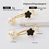304 Stainless Steel Freshwater Pearl Flower Stud Earrings for Women EY9885-6-1