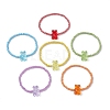 6 PCS Rainbow Style Bear Shape Acrylic Beaded Bracelets Set for Children BJEW-JB10066-4