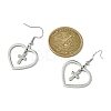 Non-Tarnish 201 Stainless Steel Heart & 304 Stainless Steel Cross Dangle Earrings EJEW-JE05562-3