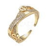 Adjustable Brass Micro Pave Clear Cubic Zirconia Cuff Rings ZIRC-Z002-14G-3