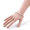 Natural Pearl & Brass Beaded Stretch Bracelet for Women BJEW-JB08164-01-3
