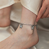 Glass Butterfly Charm Anklet with Stainless Steel Figaro Chains PB7219-2-2