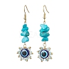 Evil Eye Synthetic Turquoise Chip & Seed Beads Dangle Earrings EJEW-MZ00166-05-1