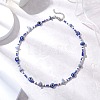 Natural Blue Aventurine(Dyed & Heated) Chip & Resin Evil Eye & Glass Seed Beaded Necklaces NJEW-JN05294-1