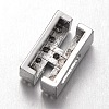 Platinum Plated Brass Micro Pave Cubic Zirconia Letter Slide Charms X-ZIRC-E015-04H-2