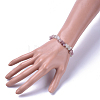 Natural White Moonstone & Strawberry Quartz Chip Stretch Bracelets X-BJEW-JB04490-05-3