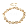 Rack Plating Brass Pave Clear Cubic Zirconia Heart Link Chain Bracelets for Women BJEW-R317-07G-1