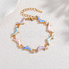 304 Stainless Steel Enamel Colorful Dolphin Link Chain Bracelets for Women WG28F33-01-4