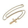 201 Stainless Steel Crystal Rhinestone Religion Cross Pendant Necklaces NJEW-H065-08G-3