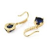 Dark Blue Cubic Zirconia Teardrop Dangle Earrings EJEW-C035-12G-2