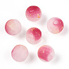 Frosted Baking Paint Crackle Glass Beads with Glitter Powder DGLA-T004-6mm-01H-1